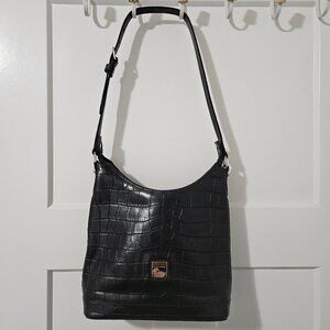 Dooney and Bourke Croc Embossed Leather Top Zip Hobo 9x8x3.5